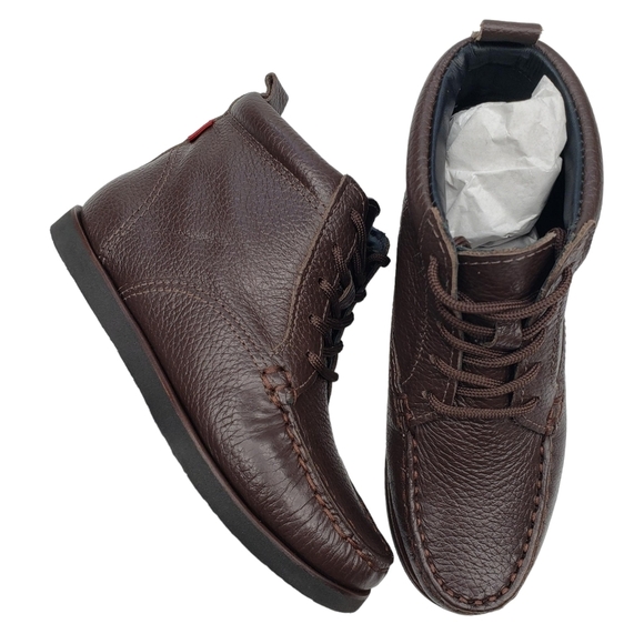 Marc JosephNIB Gramercy Brown Grainy Leather Preppy High Top Booties Boy's 11